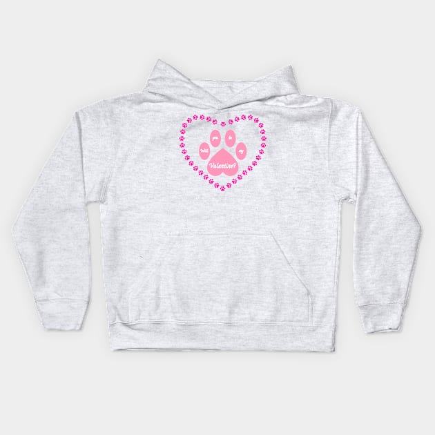 Pink Valentine Heart Shaped Animal Paw Kids Hoodie by Designs_by_KC